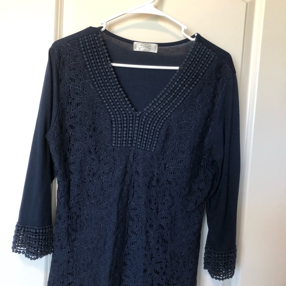Shannon Ford New York 3/4 sleeve navy blue top